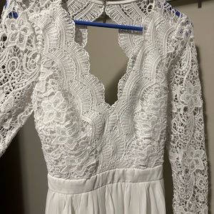 Lulus - Awaken My Love White Long Sleeve Lace Maxi Dress